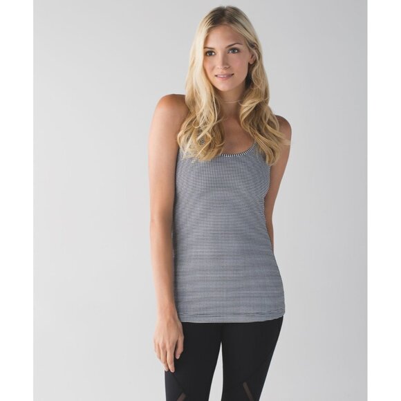 EUC 💎 Lululemon Cool Racerback Gingham Luon White Black Size 2 - Picture 1 of 6